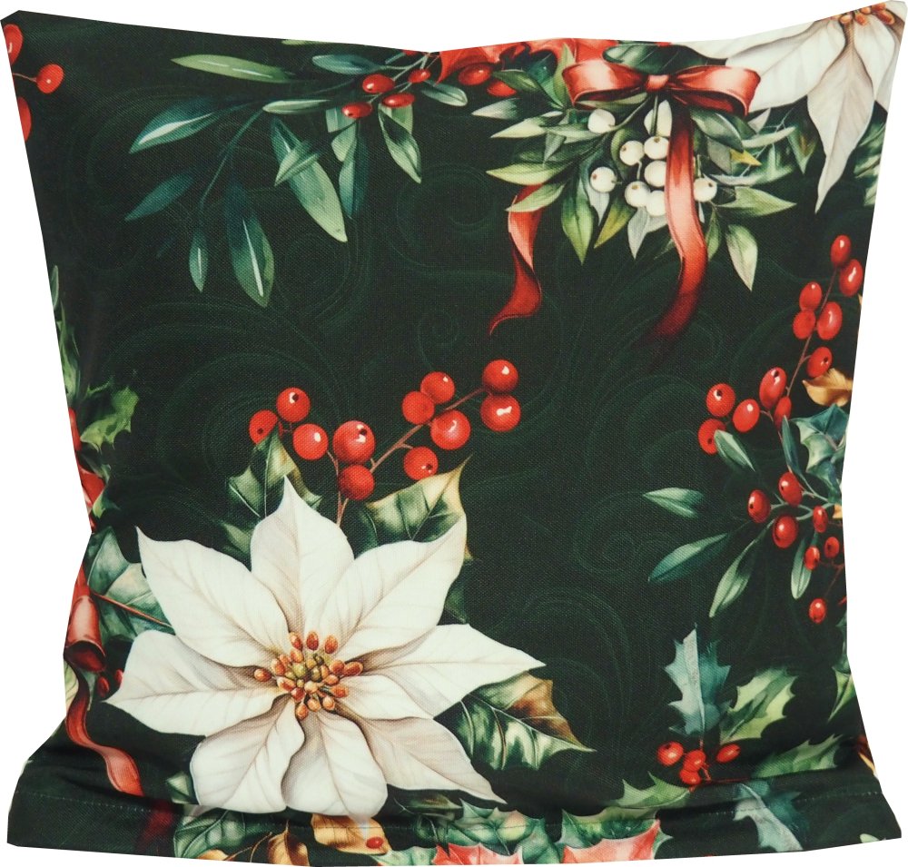 Povlak na polštářek Vánoční růže zelená