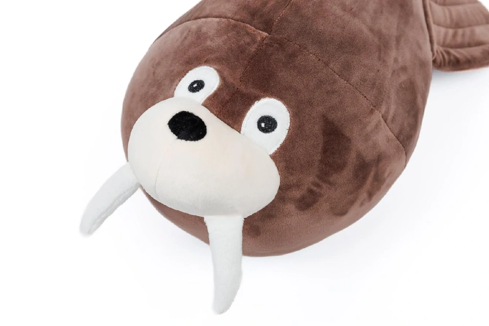 Polštářek, plyšák mikrospandex MROŽ hnědý 55cm