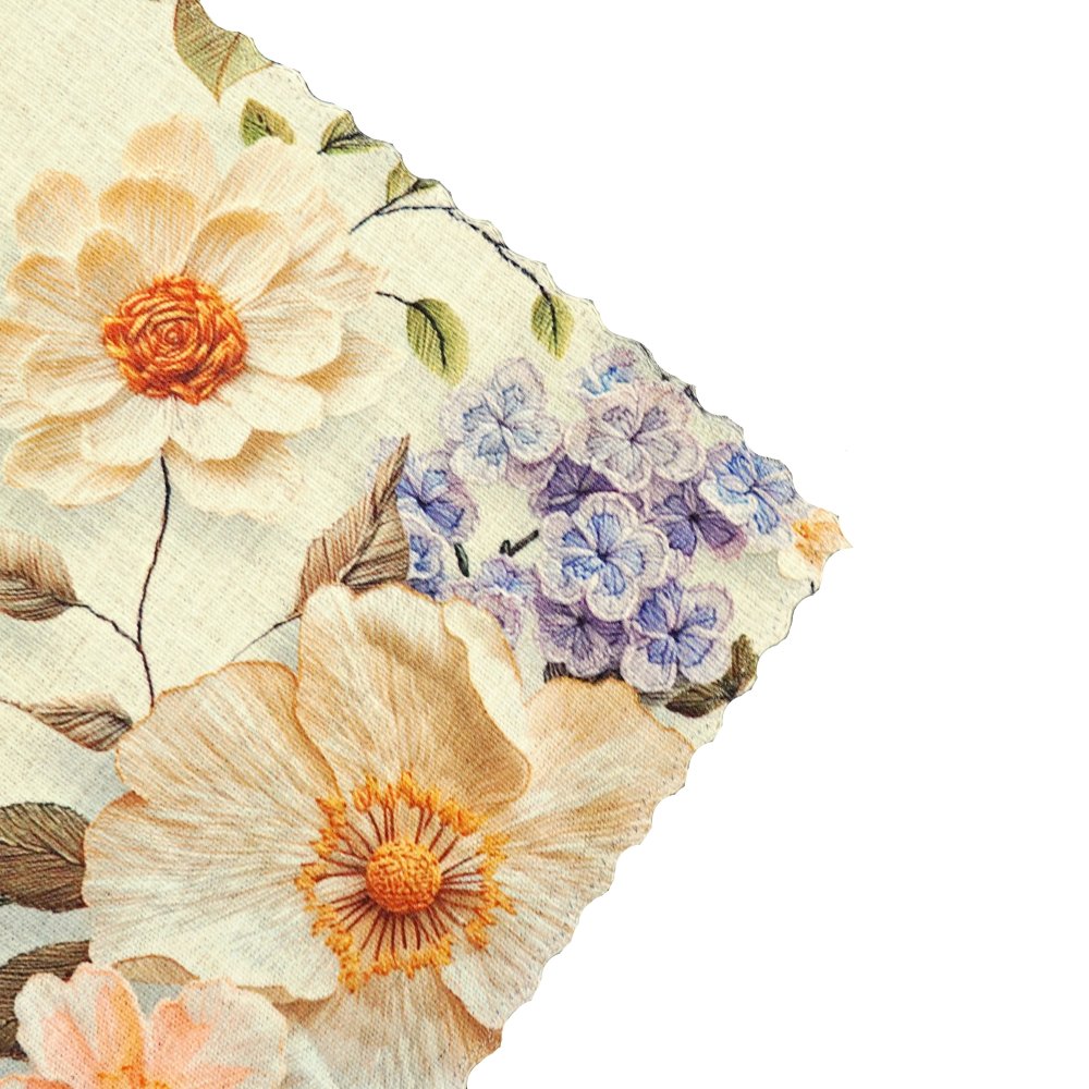 Běhoun, ubrusový šál LINO velké květy 40x140 cm