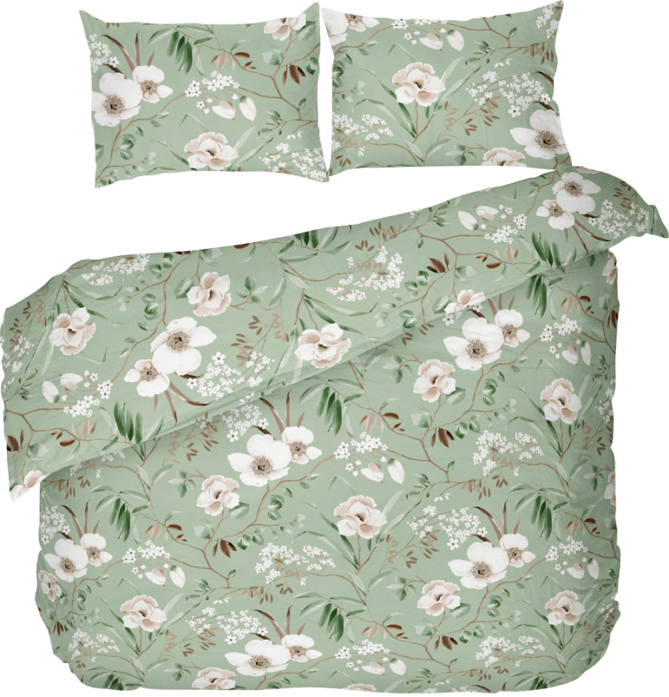 Bavlněné povlečení DELUX MAGNÓLIE zelená