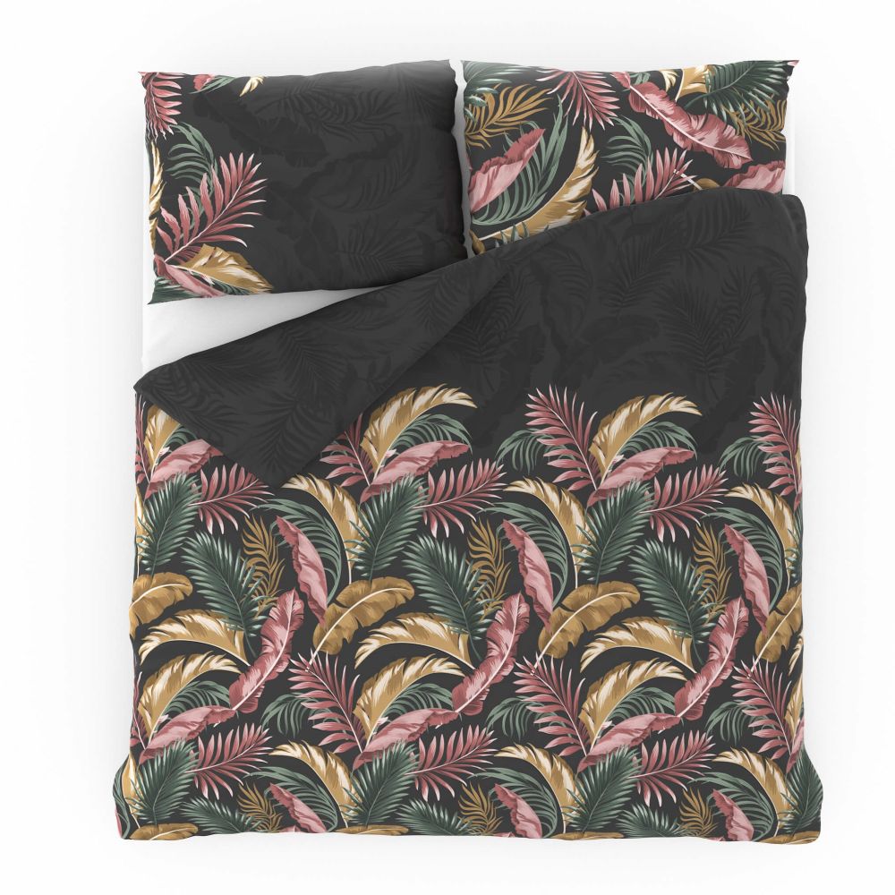 Bavlněné povlečení DELUX PALMA šedá 140x200, 70x90 cm