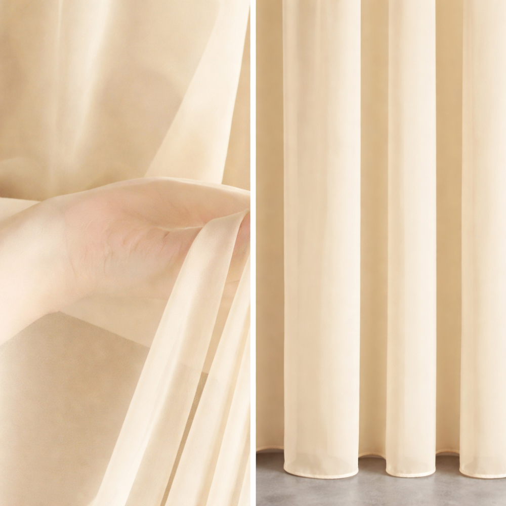 Záclona Ecru voál LUX s olůvkem - výška 365 cm