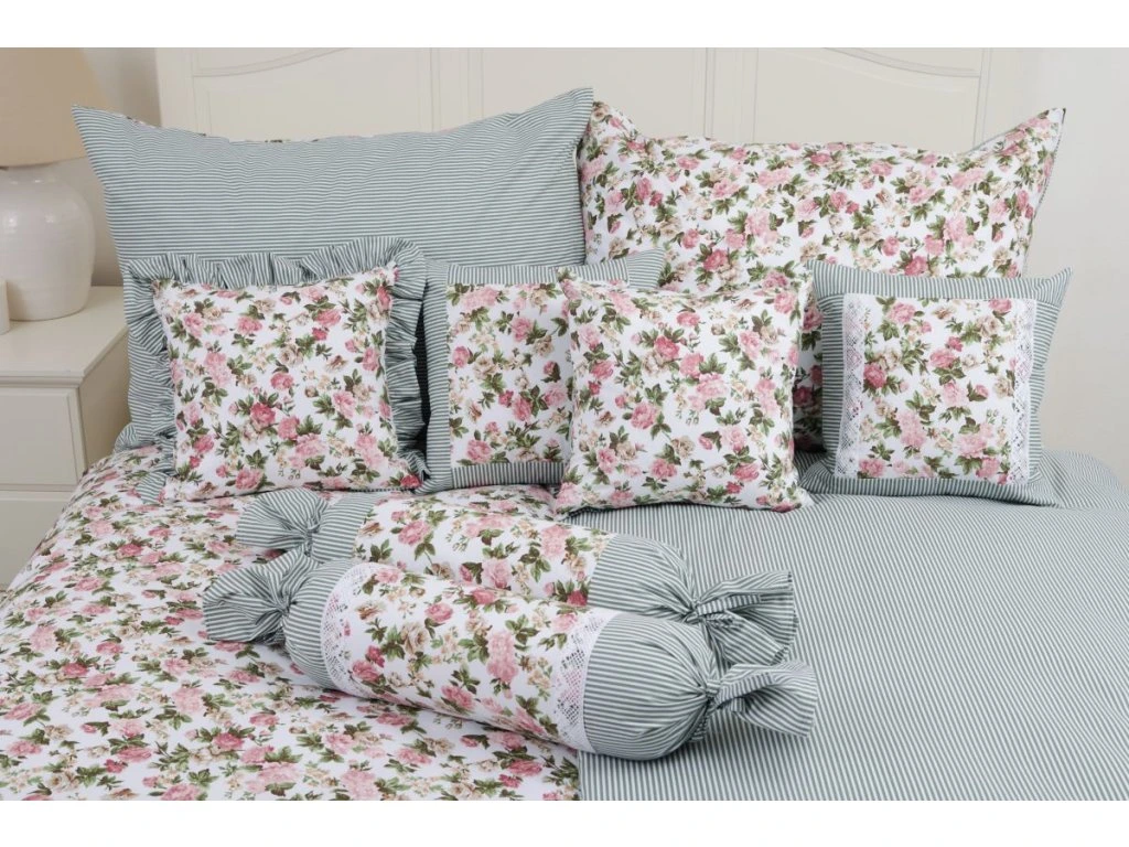 Bavlněné povlečení RUSTIKÁL / olivový proužek 220x200, 2ks 70x90 cm