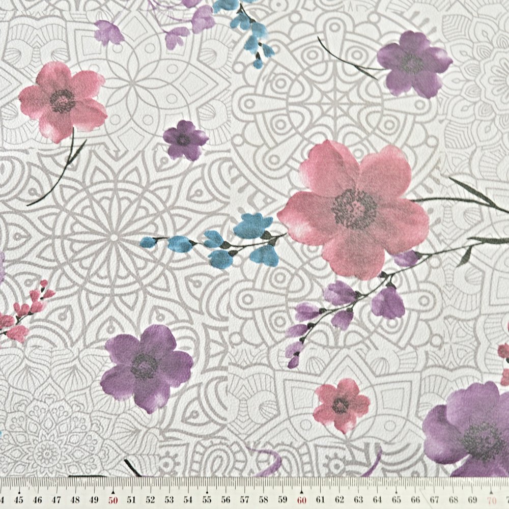 PVC ubrusovina - Květy na mandale