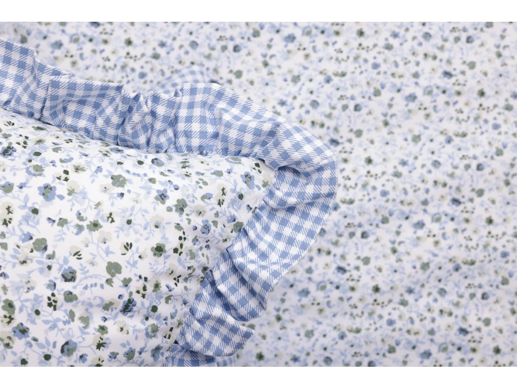 Dekorativní povlaky krep Inés s modrou pepito kostičkou