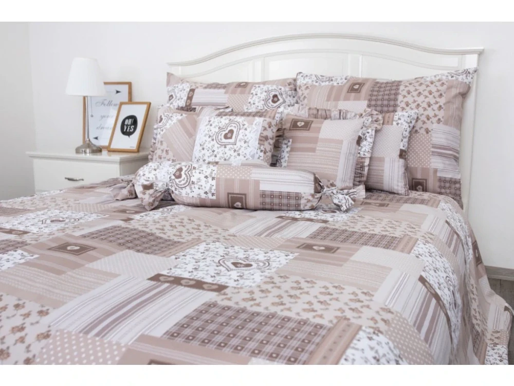 Krepové povlečení BÉŽOVÝ PATCHWORK