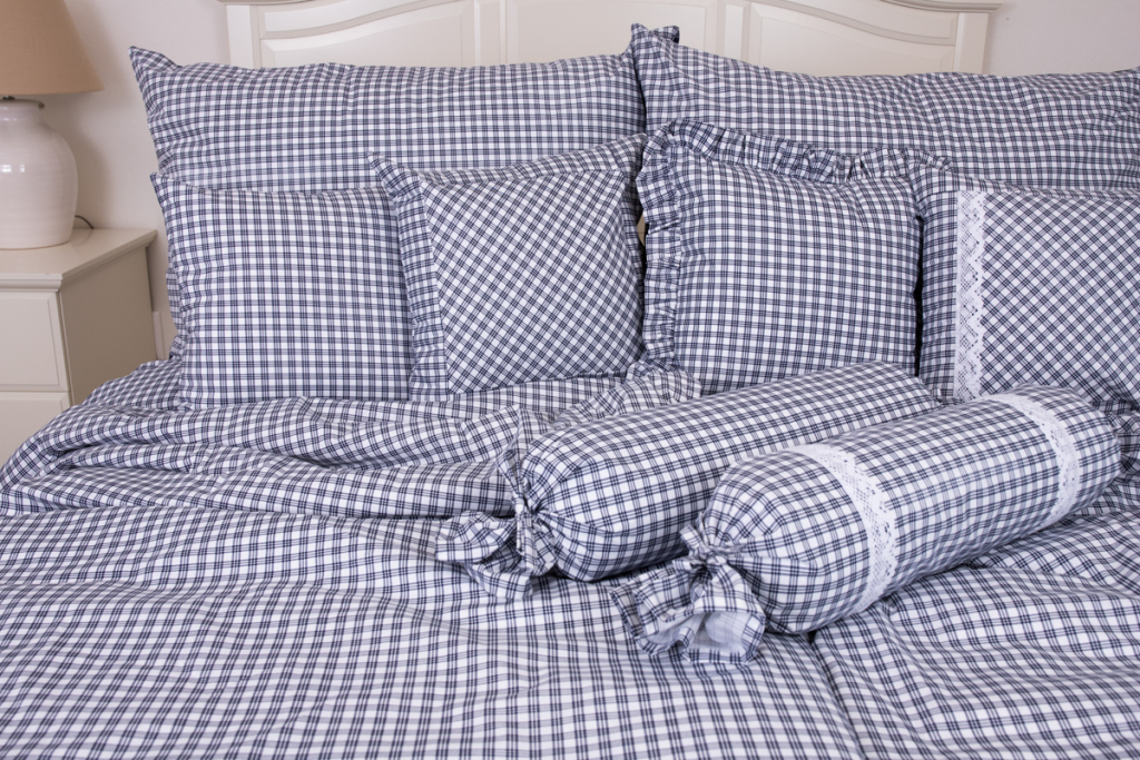 Bavlněné povlečení - Kostička modrá NEGATIV - 140/200 + 70/90