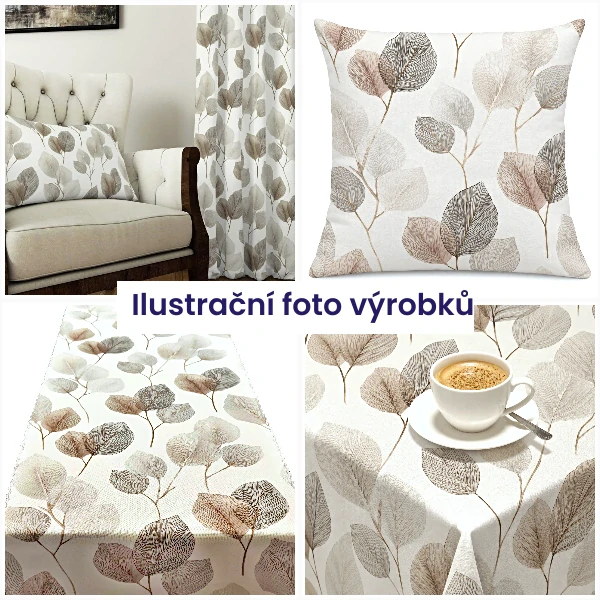 Povlak na polštářek SOFT 26474 Listy hnědošedé - 40x40 cm