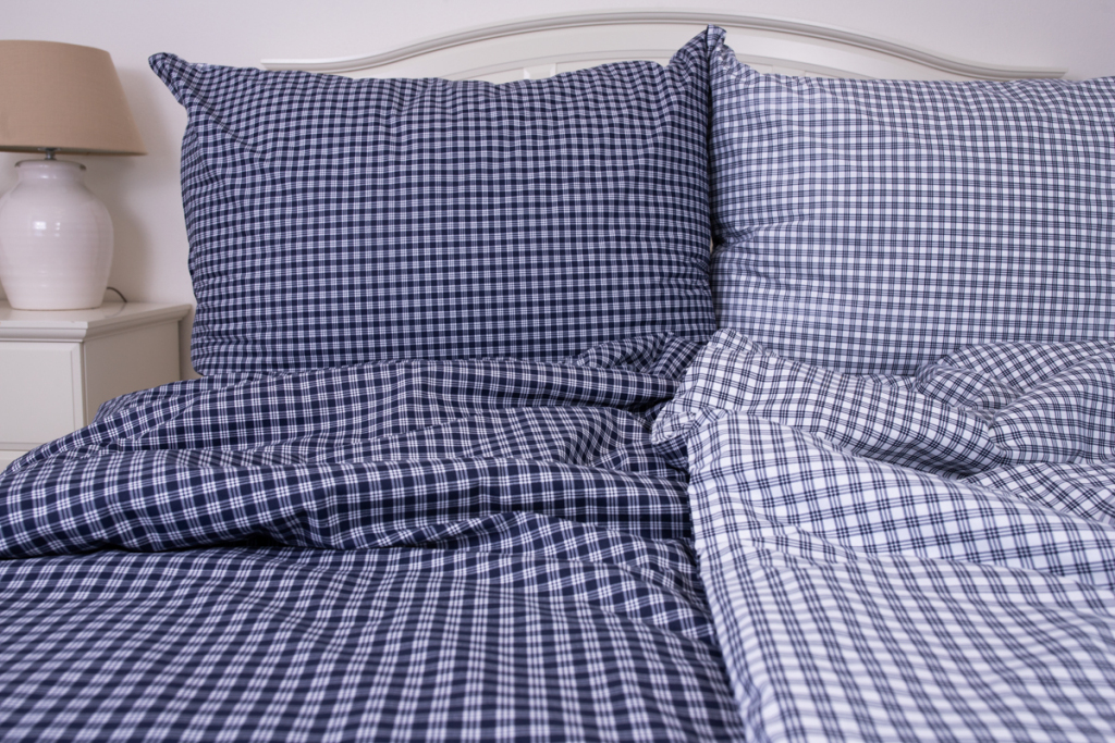 Bavlněné povlečení - Kostička modrá NEGATIV/POZITIV - 1x 140/220 , 1x 70/90