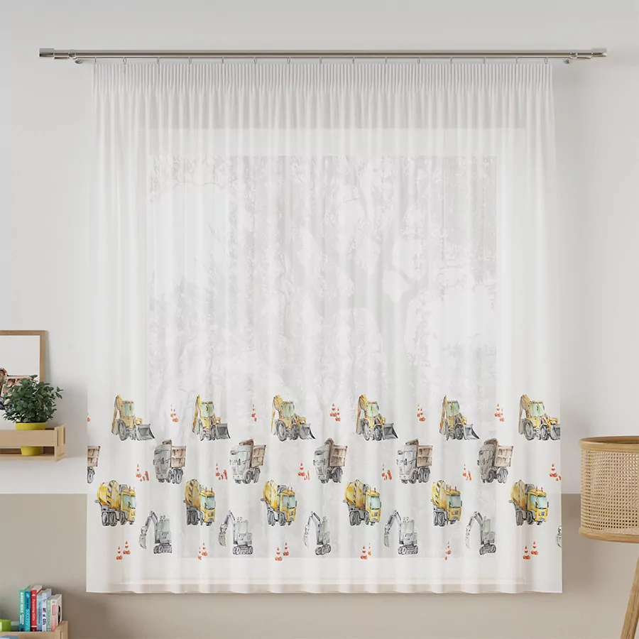 Dětský voál Stavební auta - výška 157cm