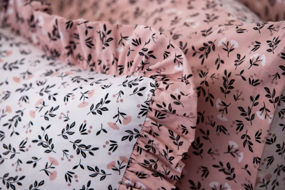 Bavlněný povlak kanýr HERBARIUM bílo / starorůžové - 40/40