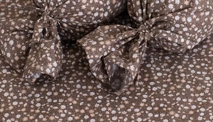 Bavlněný povlak HNĚDÁ KYTIČKA negativ/pozitiv - 70/90