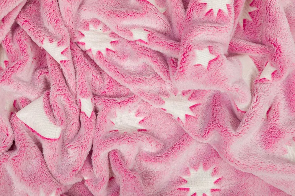 Deka mikroplyš svítící ve tmě 150 x 200 cm - HVĚZDIČKY růžové 