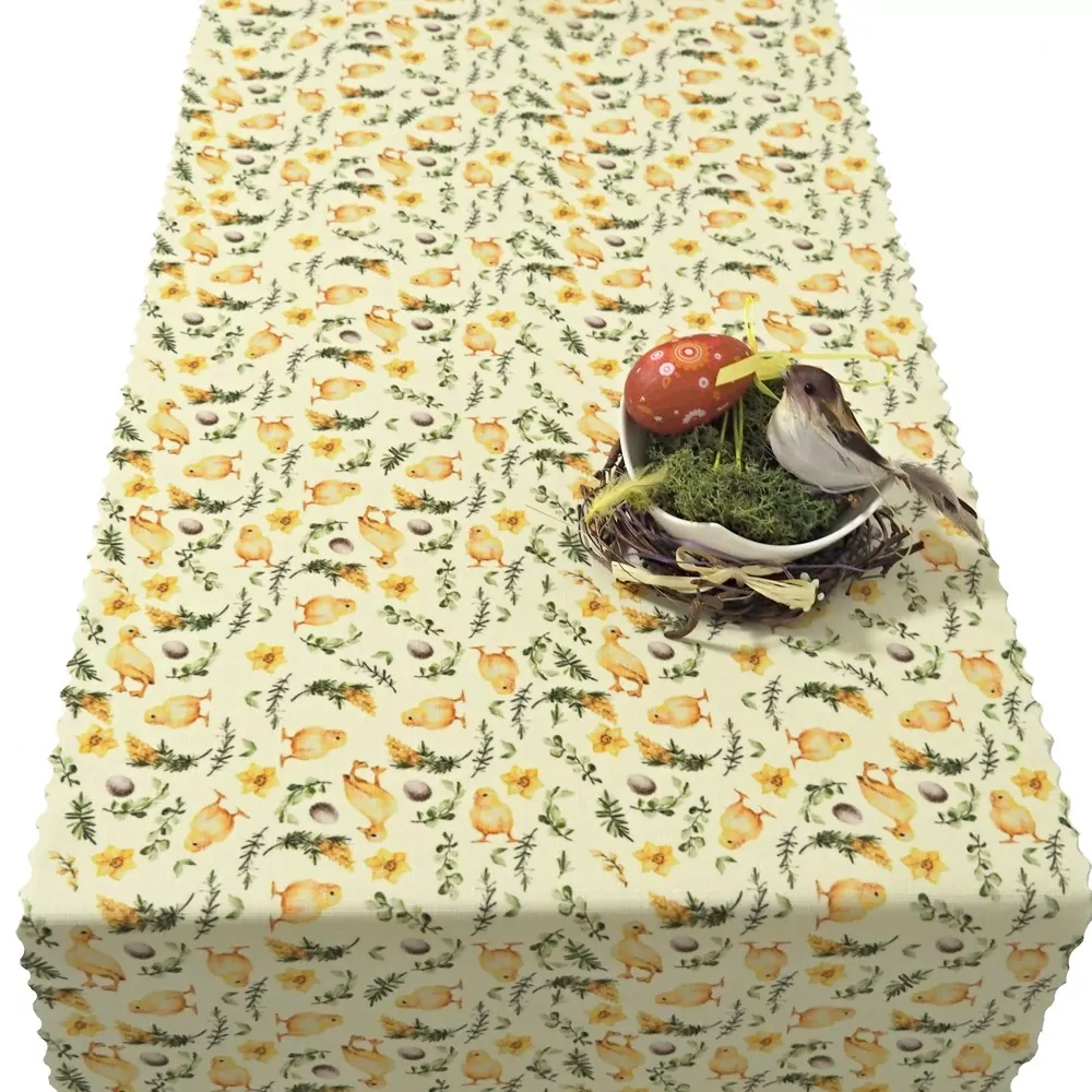 Metráž teflon - velikonoční běhoun Kuřátka žlutý