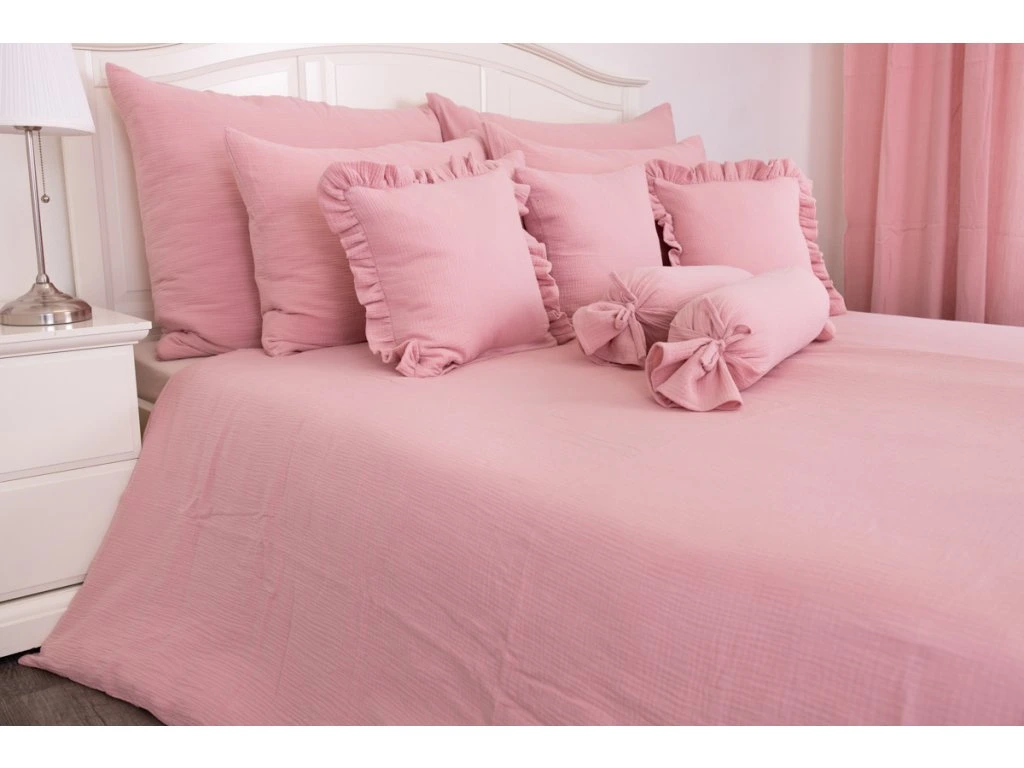 Mušelínové povlečení STARORŮŽOVÉ - 140x200 + 70x90