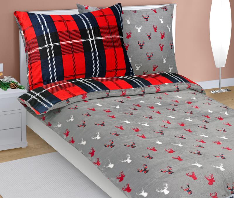 Povlečení mikroflanel oboustranné KÁRO/SOB - 140/200 + 70/90 cm