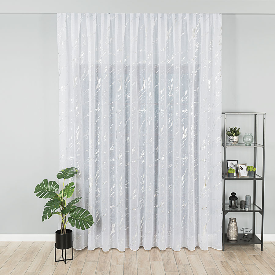 Etamin záclona metráž Marla s olůvkem stříbrná - výška 300cm