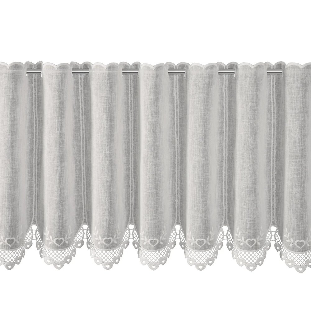 Vitrážová záclona metráž Srdíčka