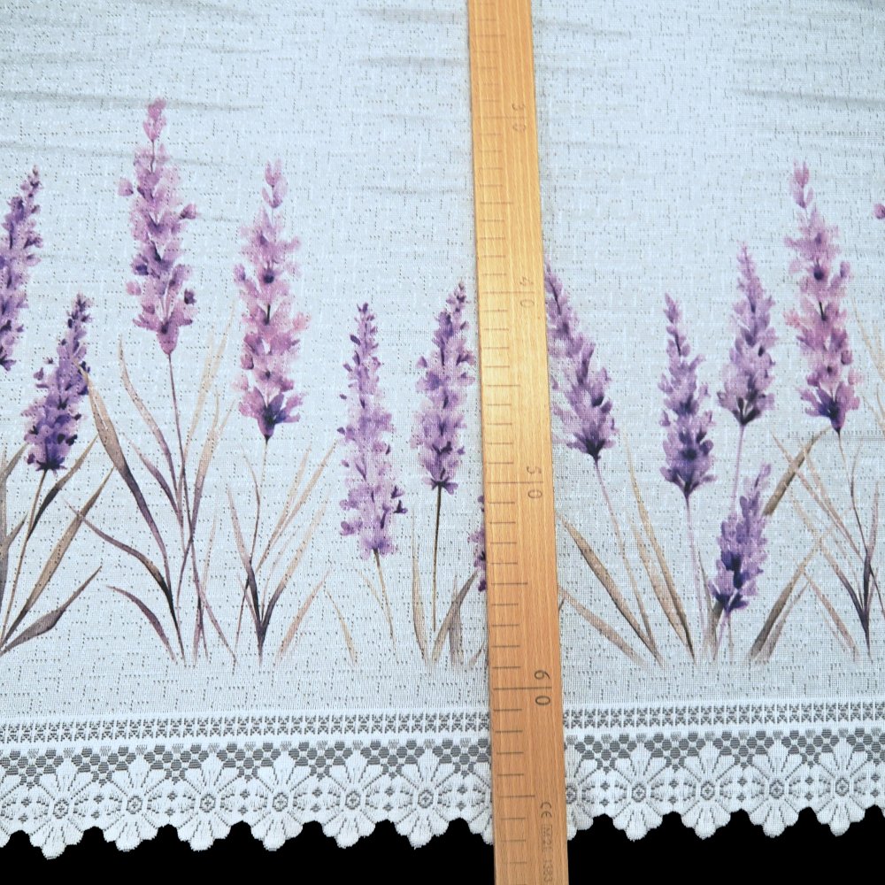 Vitrážová záclona LEVANDULE - výška 68cm