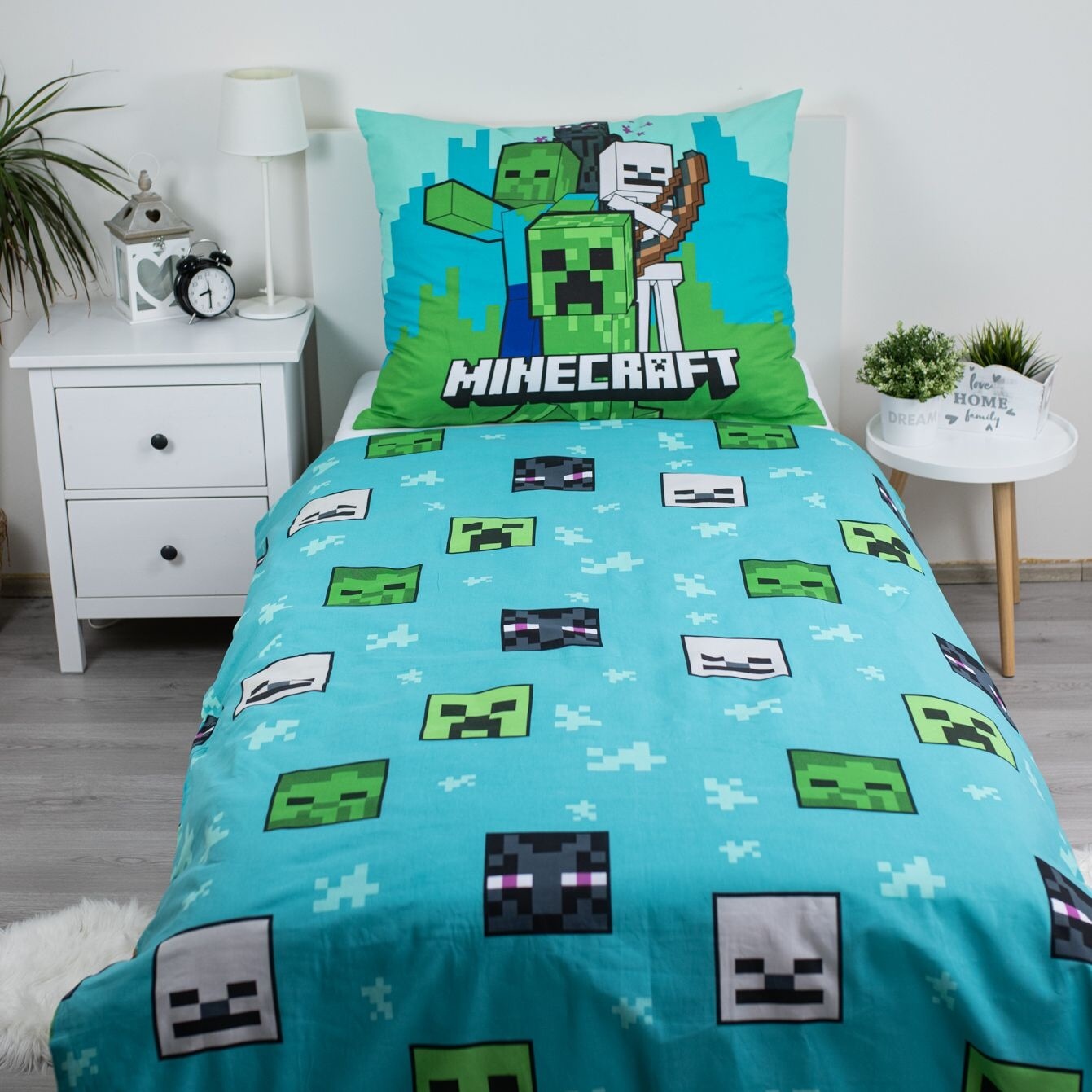 Povlečení bavlna Minecraft Mobs Here - 140x200, 70x90 cm