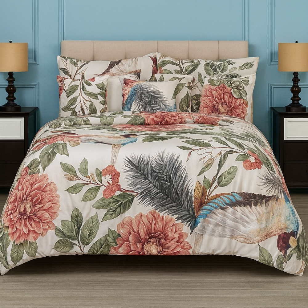 Saténové povlečení KOLIBŘÍK 200x200, 2ks 70x90 cm