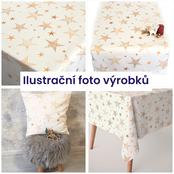 Vánoční povlak na polštářek SOFT 25269-101 HVĚZDY ZLATÉ - 40/40