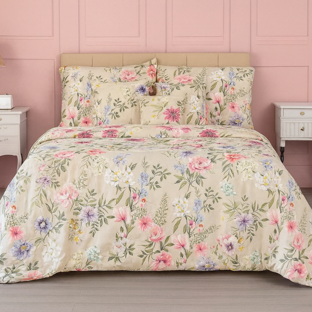 Saténové povlečení BOTANICA ELEGANCE - 140x200, 70x90 cm