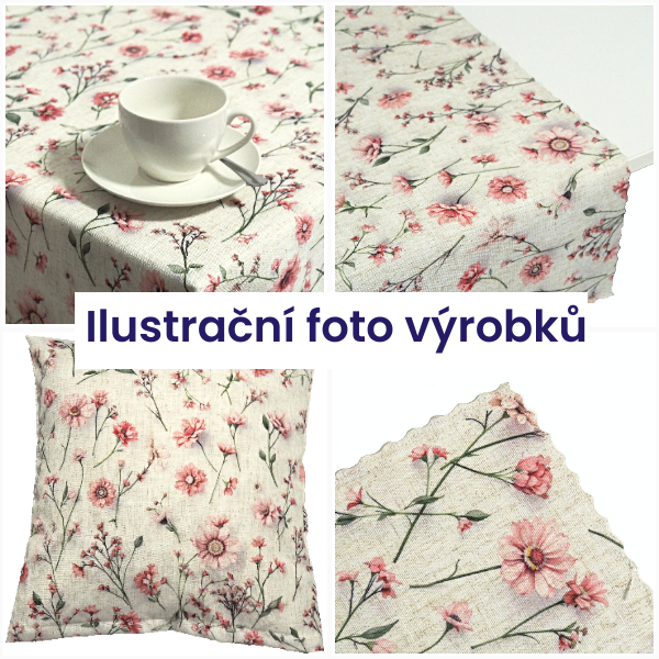 Dekorační látka LINO Květiny růžové