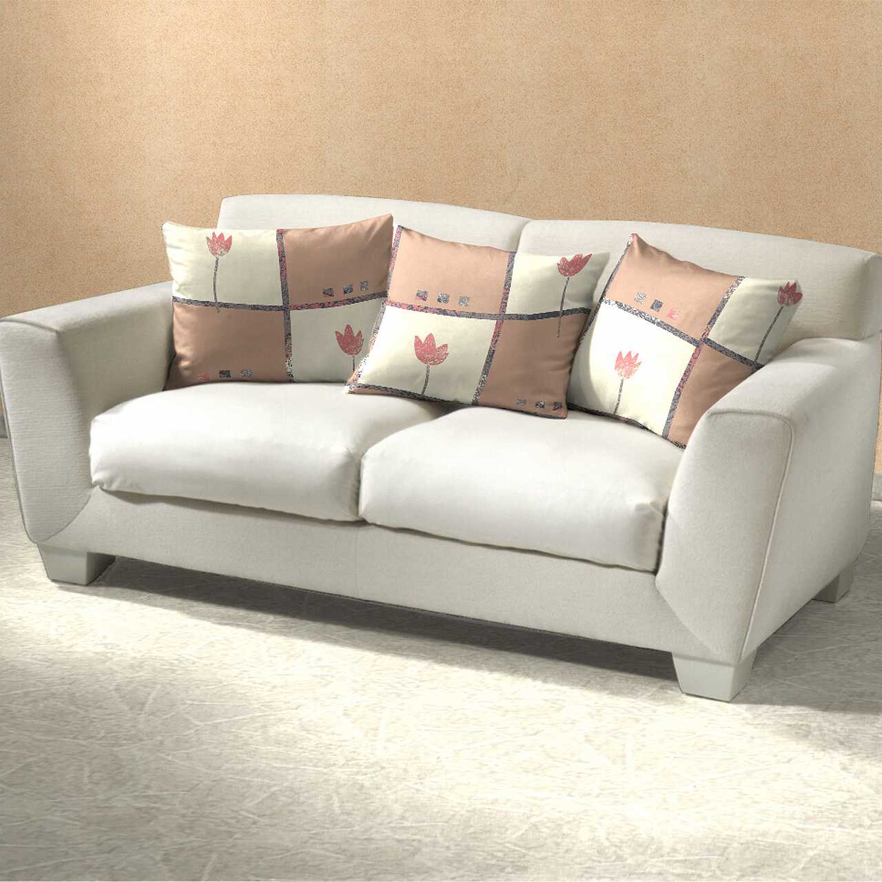 Povlečení bavlna TULIPÁN světle hnědý 220x200, 2ks 70x90 cm