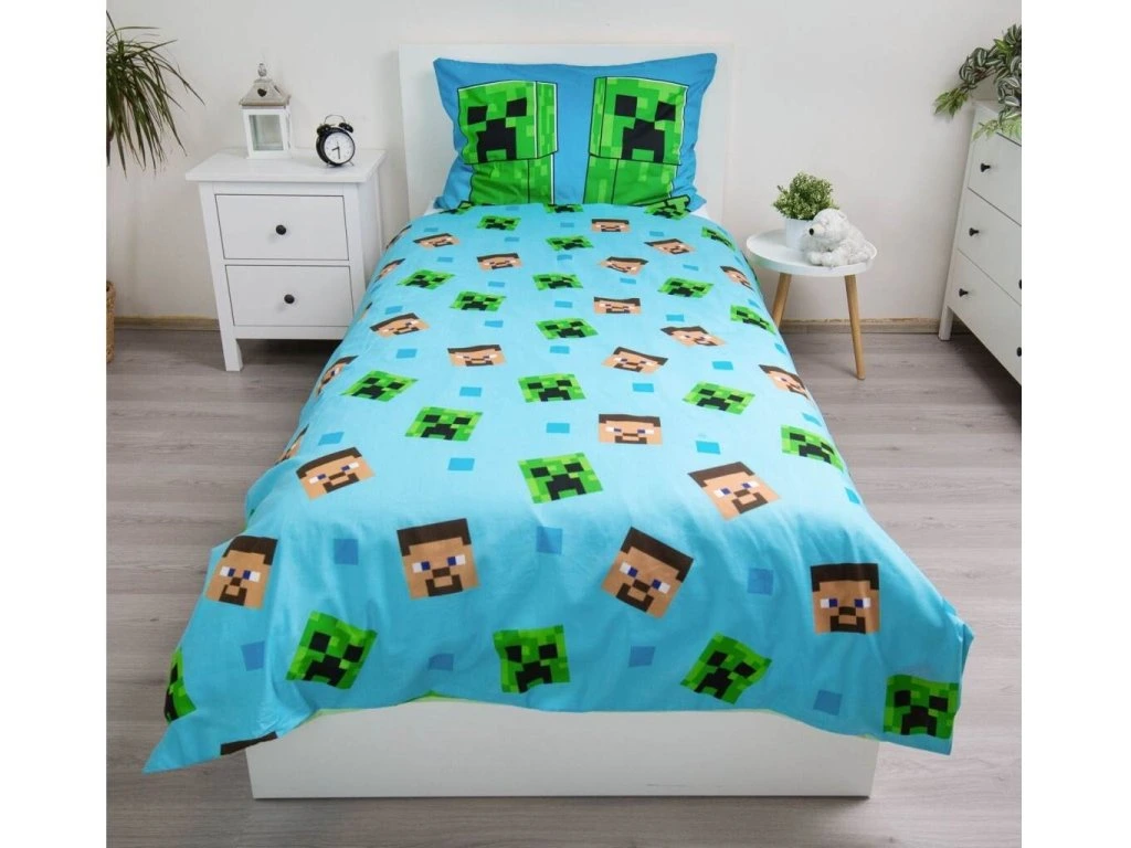 Povlečení bavlna Minecraft Jungle Fight svítící efekt 140x200, 70x90 cm