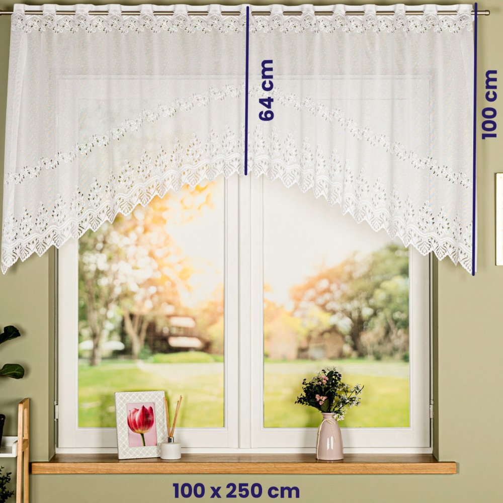 Oblouková žakárová kusová záclona MARTA 80 x 250 cm