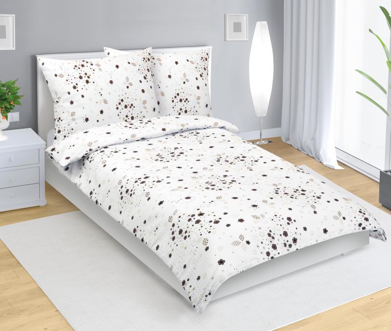 Povlečení krep KYTIČKA hnědá 140x200 + 70x90 cm