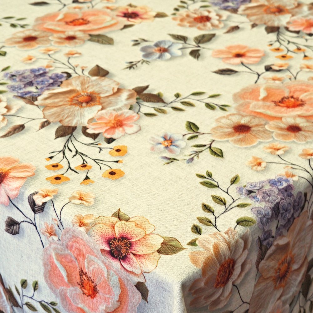 Běhoun, ubrusový šál LINO velké květy 40x140 cm