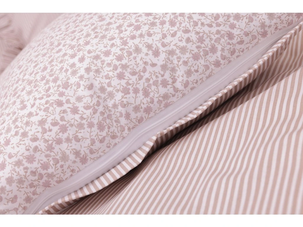 Bavlněné povlaky KYTIČKA pudrová / béžový proužek