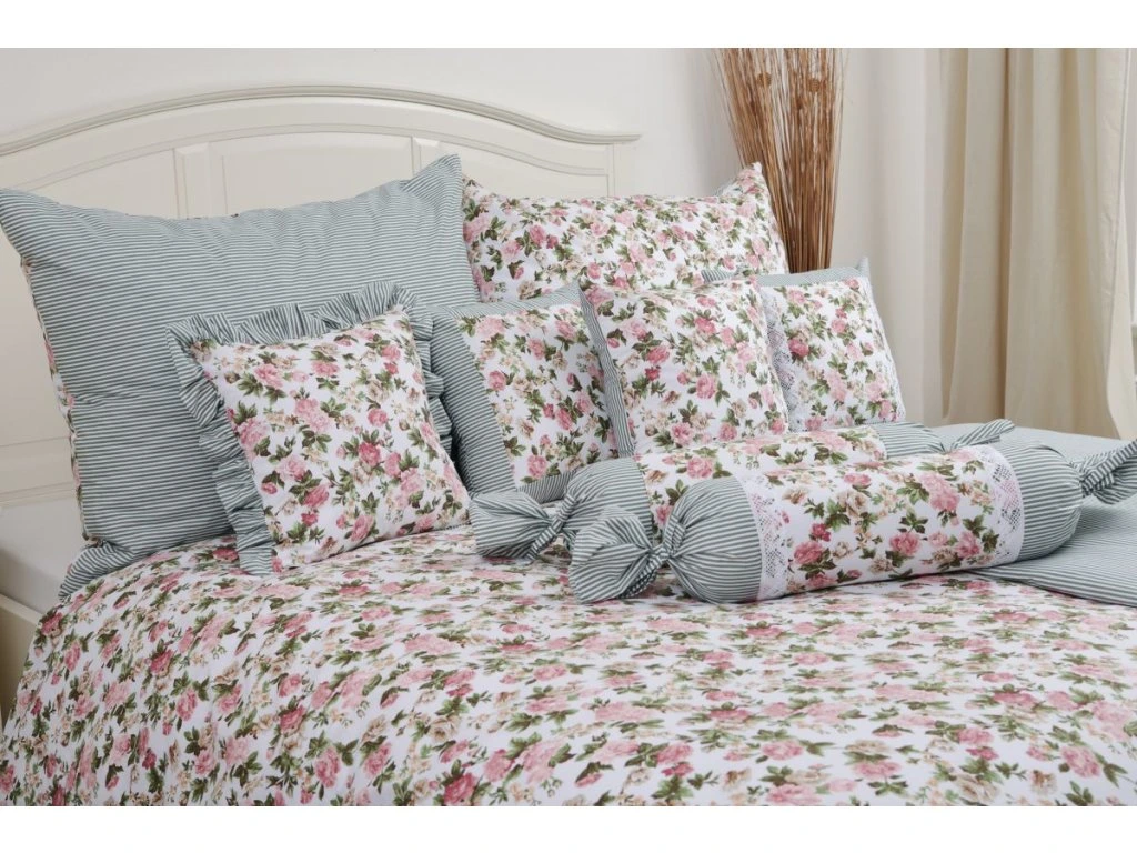 Bavlněné povlečení RUSTIKÁL / olivový proužek 220x200, 2ks 70x90 cm