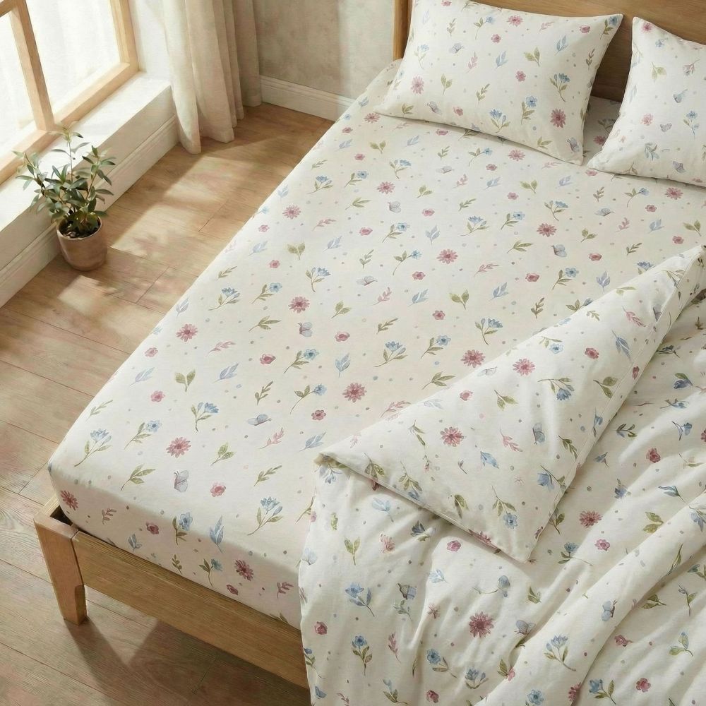 Bavlněné napínací prostěradlo LETNÍ LOUKA 180x200 cm