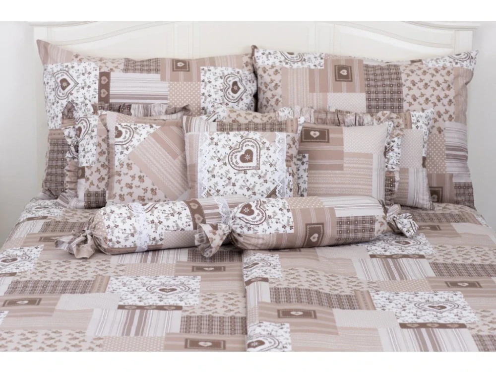 Krepové povlečení BÉŽOVÝ PATCHWORK