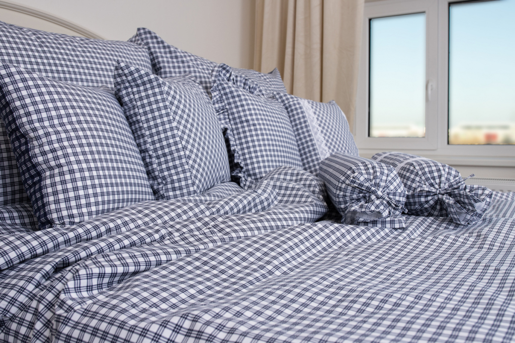 Bavlněné povlečení - Kostička modrá NEGATIV - 140/200 + 70/90