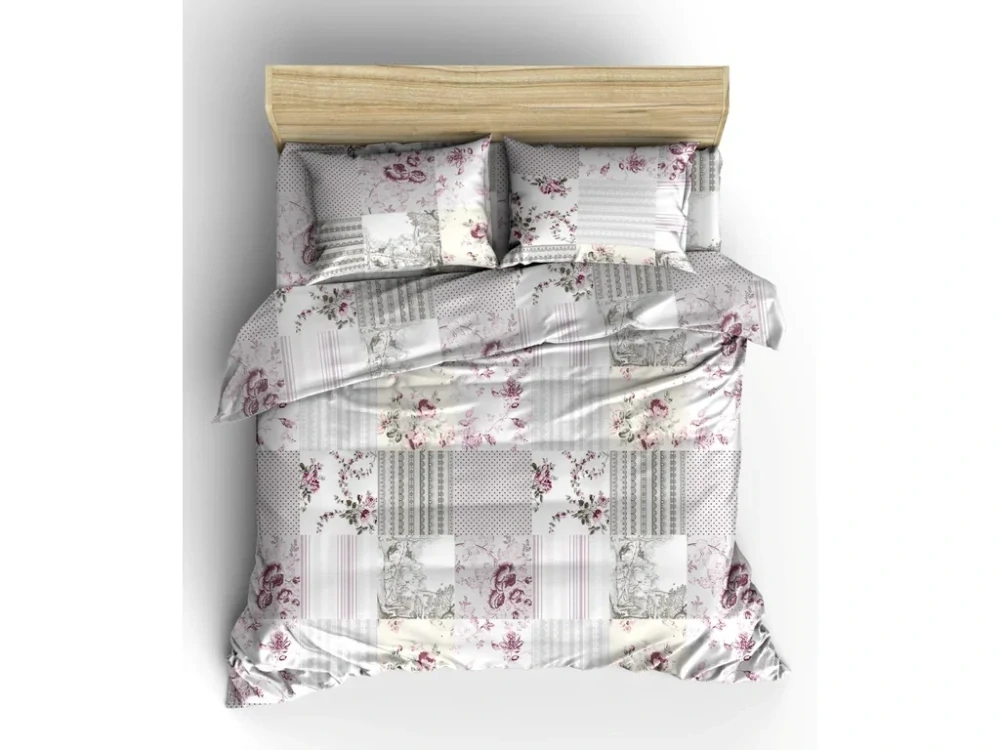 Flanelové povlečení Patchwork šedolila