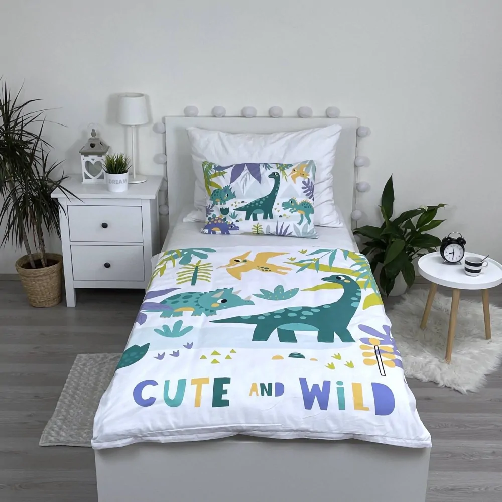Povlečení bavlna do postýlky Dino Cute and Wild 100x135, 40x60 cm