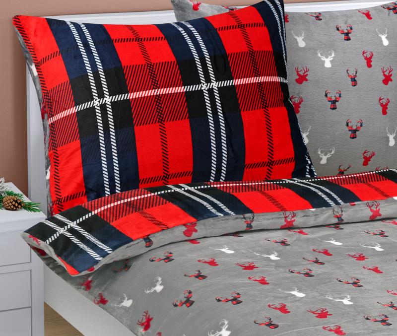 Povlečení mikroflanel oboustranné KÁRO/SOB - 140/200 + 70/90 cm