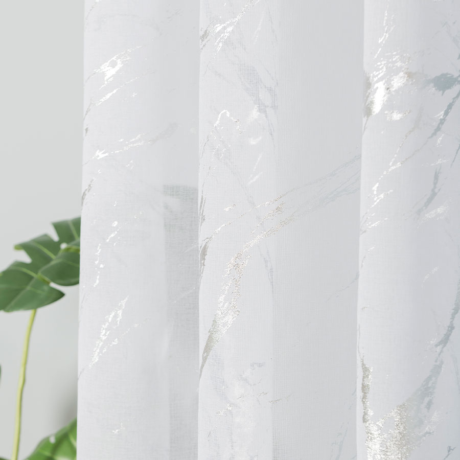 Etamin záclona metráž Marla s olůvkem stříbrná - výška 300cm