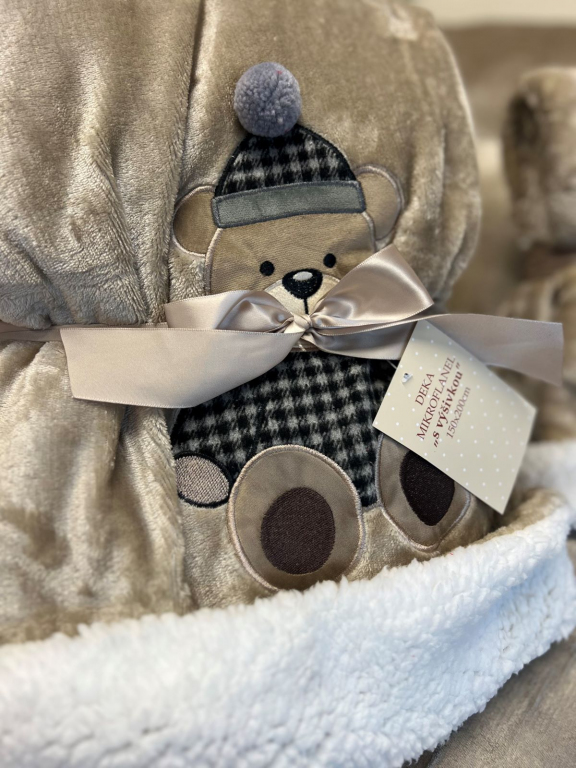 Dětská deka s beránkem MEDVÍDEK béžová - 150x100 cm