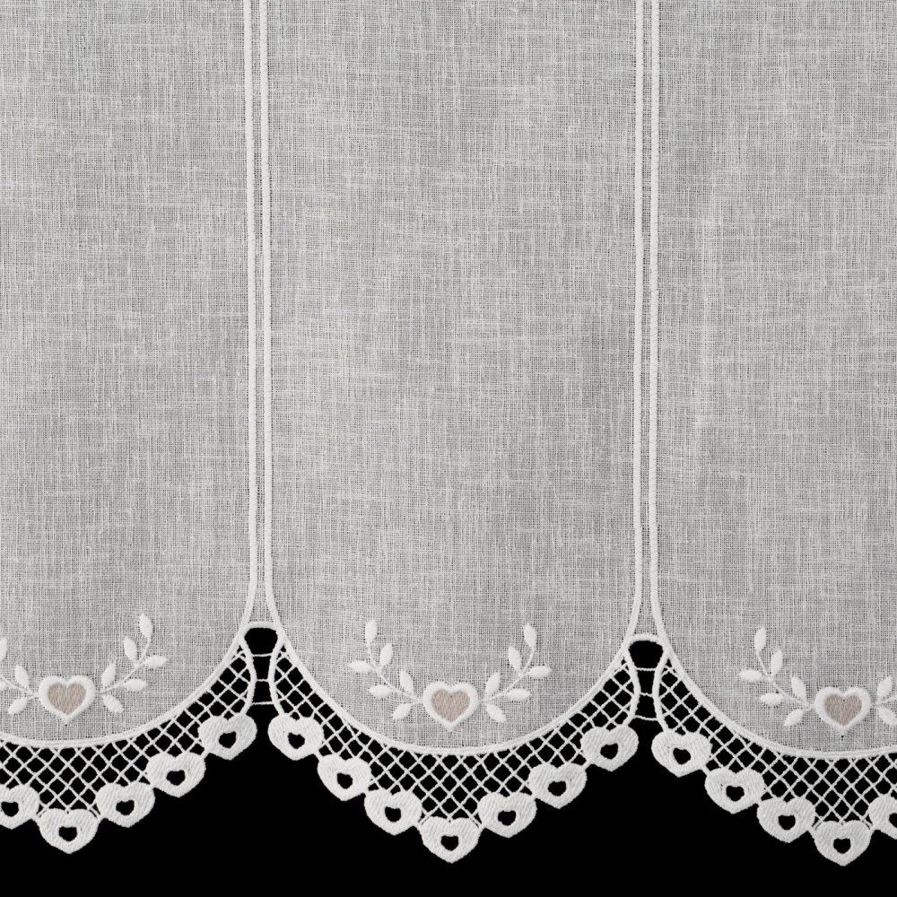 Vitrážová záclona metráž Srdíčka