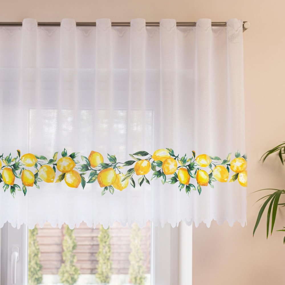 Vitrážová záclona CITRÓNY - výška 67cm