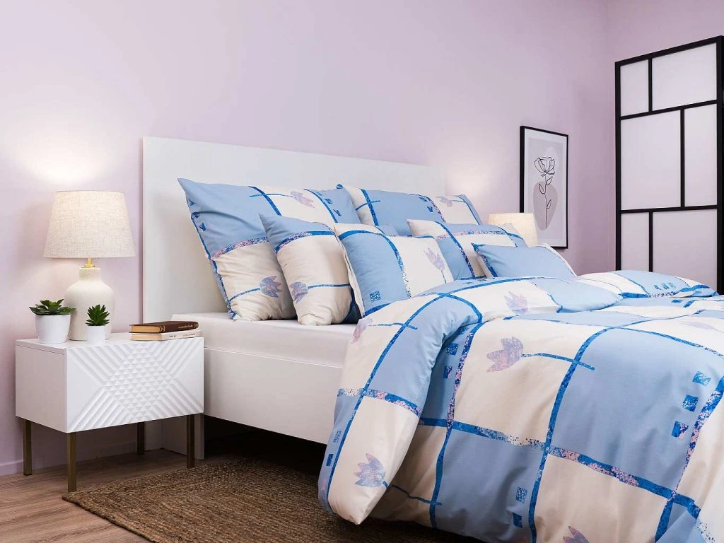 Povlečení bavlna TULIPÁN světle modrý 140x200, 70x90 cm