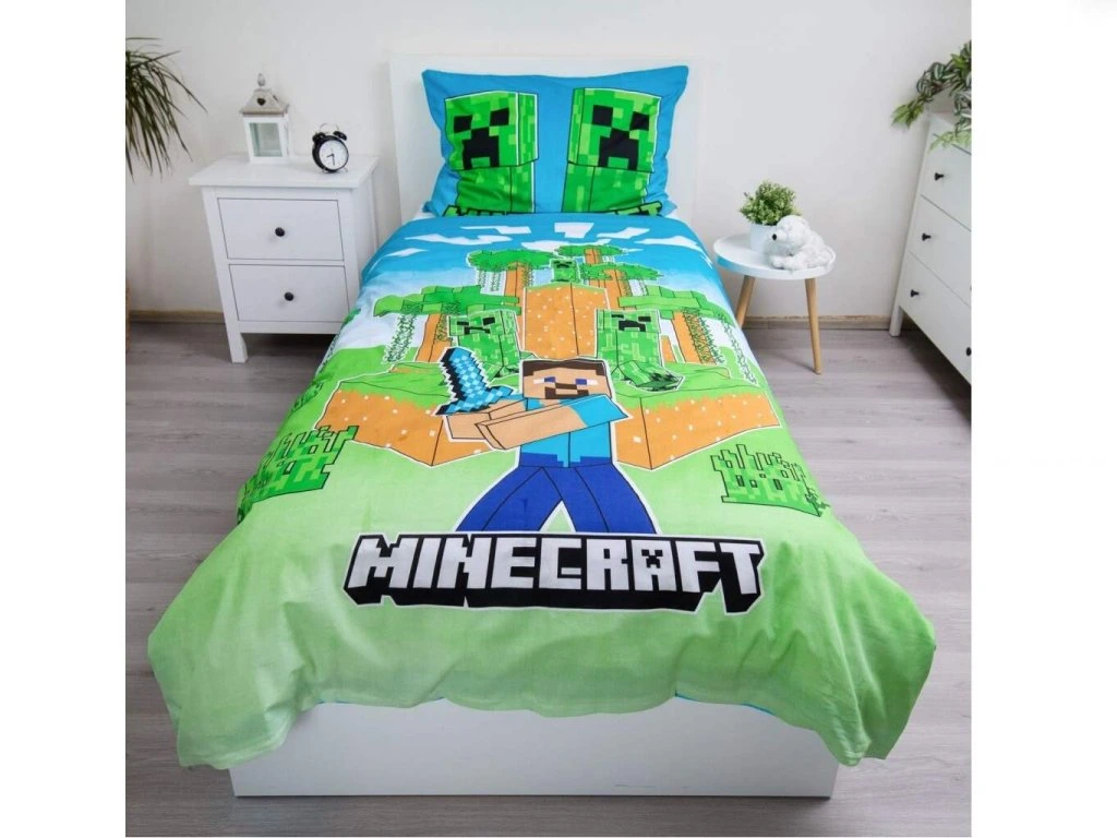 Povlečení bavlna Minecraft Jungle Fight svítící efekt 140x200, 70x90 cm
