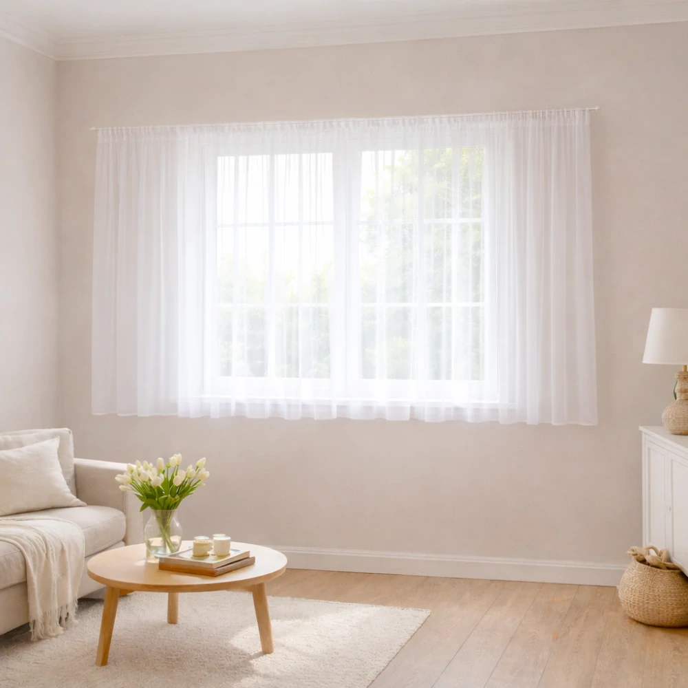 Bílý voál LUX s olůvkem výška 160 cm