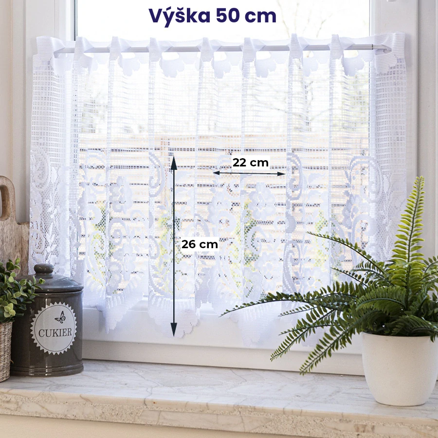 Žakárová záclona metráž SÁRA - výška 50cm