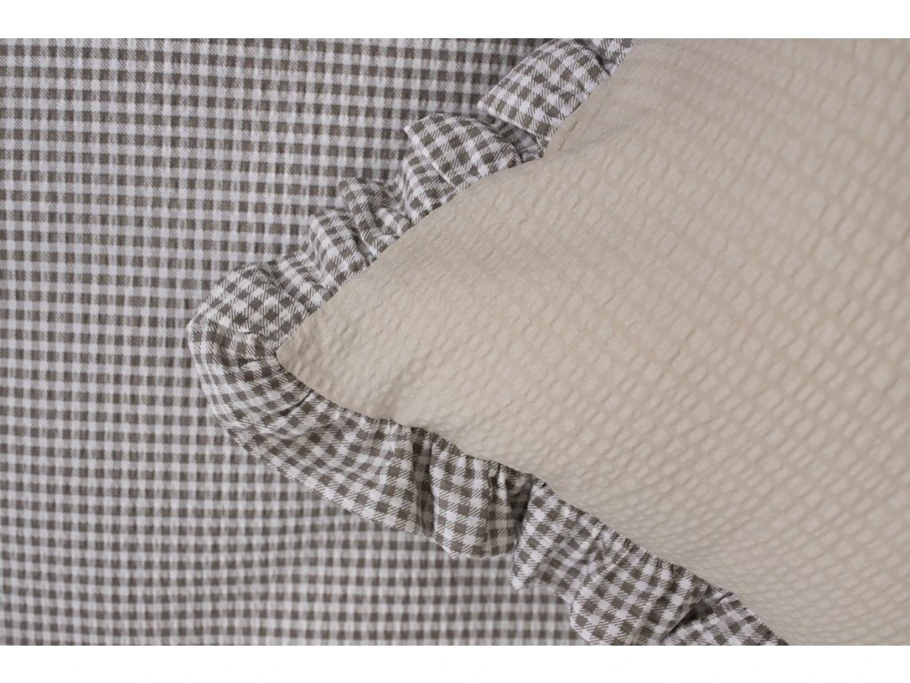 Dekorativní povlaky krep Inés s modrou pepito kostičkou